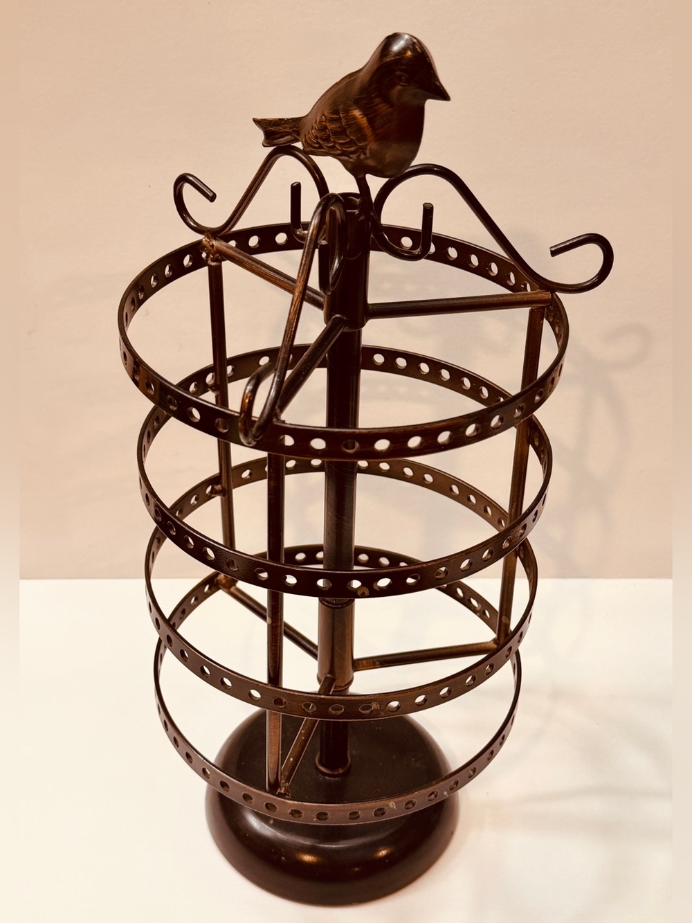 Rotating Bird Earring Carousel Jewelry Organizer
